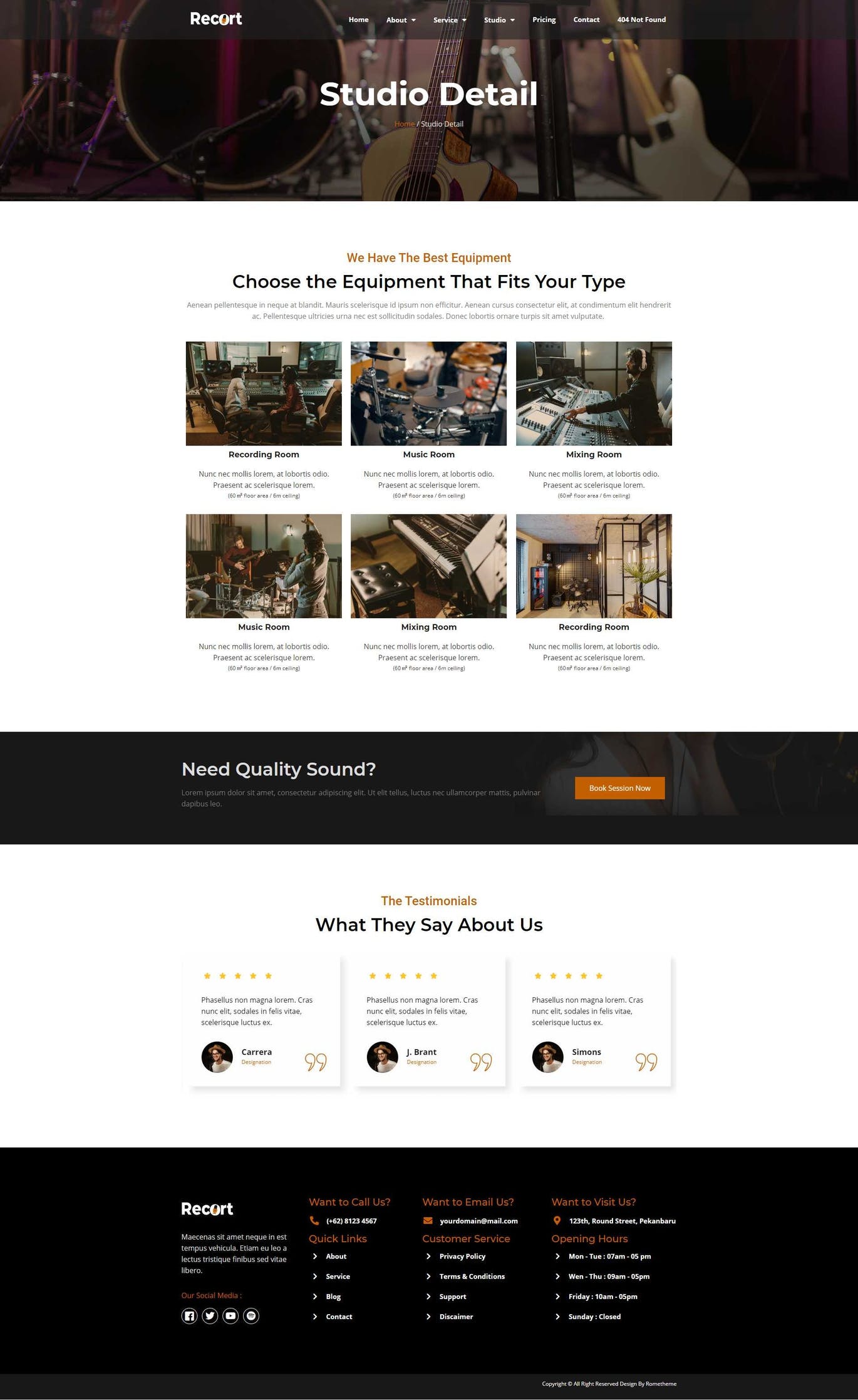 Recort Recording Studio Elementor Template Kit
